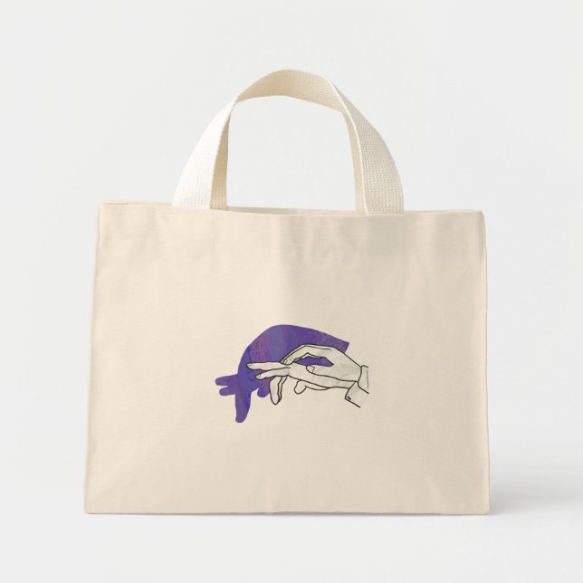 Mini Tote Bag Silhouette de la main Anteater violet (Devant)