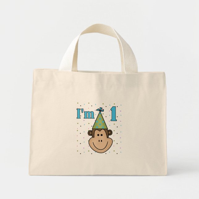 Mini Tote Bag Singe dans le Casquette du Parti 1er Anniversaire  (Devant)