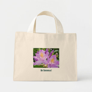 Mini Tote Bag Soyez généreux ! cadeaux Fleurs Rhodies Violettes