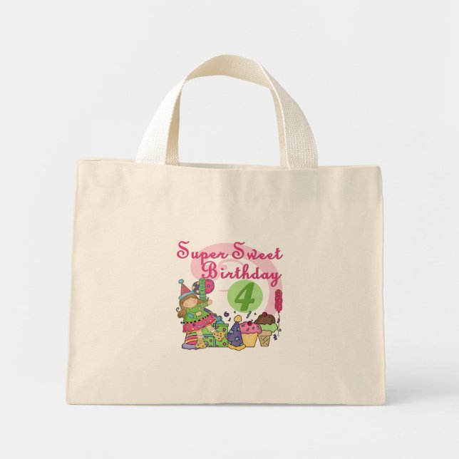 Mini Tote Bag T-shirts et cadeaux Super Sweet 4e anniversaire (Devant)