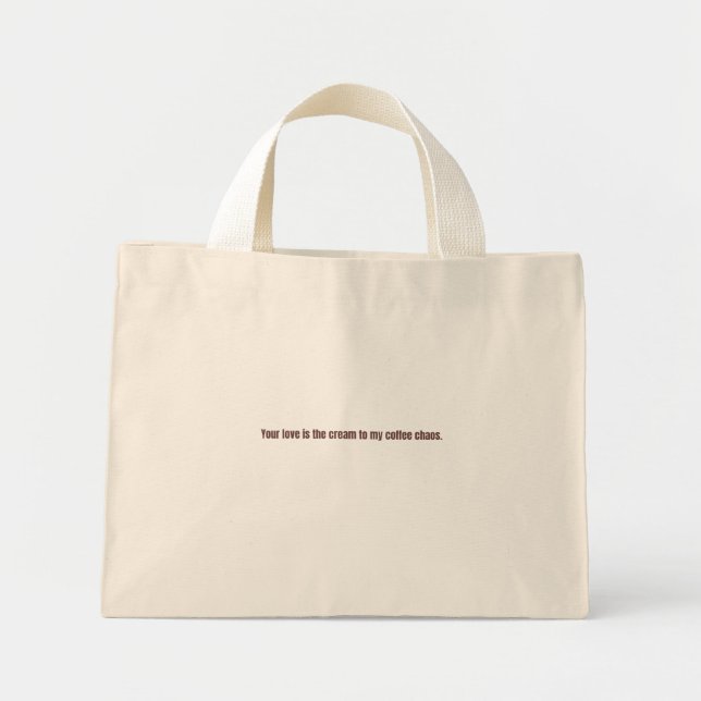 Mini Tote Bag Tasse Amour & Café  (Devant)