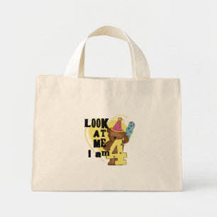 Mini Tote Bag Teddy Bear I'm 4 Anniversaire Tshirts and Gifts