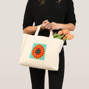 Mini Tote Bag Terracotta & Fleur Turquoise
