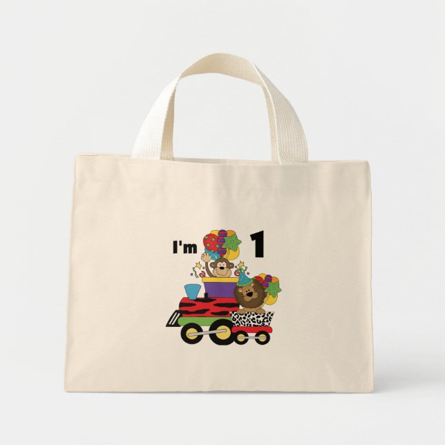 Mini Tote Bag Train Jungle 1er Anniversaire T-shirts et cadeaux (Devant)