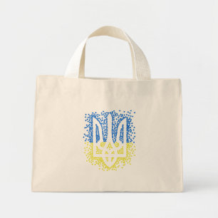 Mini Tote Bag Trident de l'emblème ukrainien tryzub dispersant l