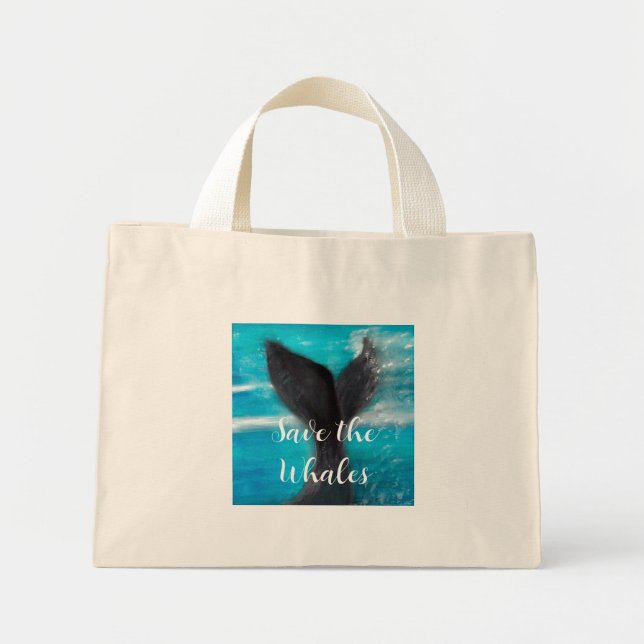 Mini Tote Bag Une baleine - Sauvez les baleines (Devant)