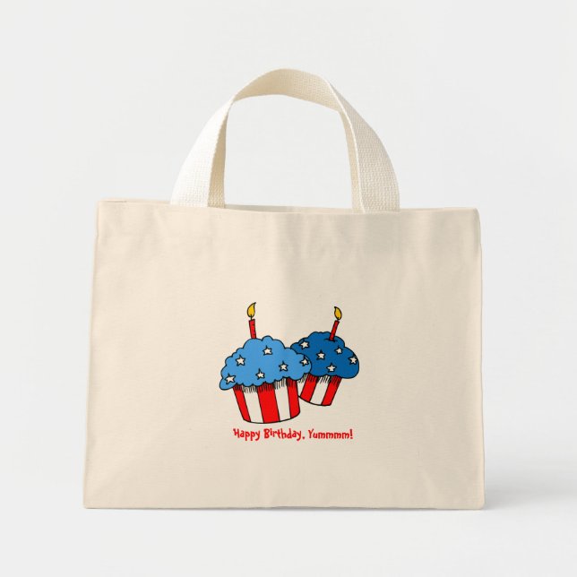 Mini Tote Bag USA-An American Cupcake Birday (Devant)