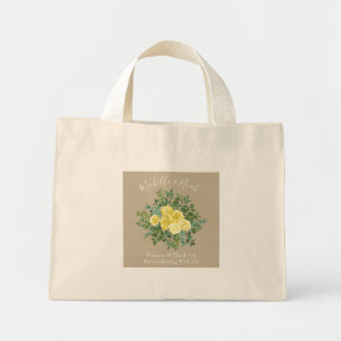 Mini Tote Bag Yellow Khaki Roses Wedding