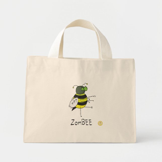 Mini Tote Bag Zombie Halloween Bee Funny Kids (Devant)