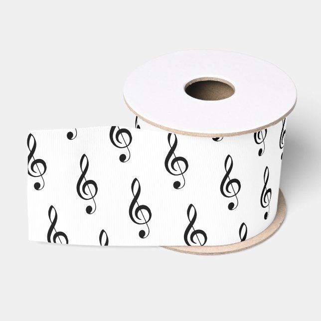 Mini Treble Clef Musical 3" Satin Ribbon Ripsband (Spule)