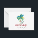 Mini Tropical Beach Weihnachtskarten Mitteilungskarte<br><div class="desc">Diese kleinen tropischen Weihnachtskarten am Strand sind mit einer inselinspirierten exotischen Palme und einem niedlichen Urlaub Santa mit einem Bahama-Shirt und Sandalen in Rot und Grün ausgestattet. Die Wörter "Merry Beach-mas" sind handgeschriebene Sets. Verwenden Sie die Vorlagenfelder, um Ihren personalisierten Gruß hinzuzufügen. Eine lustige und charmante Wahl für die Geschenkpackung...</div>