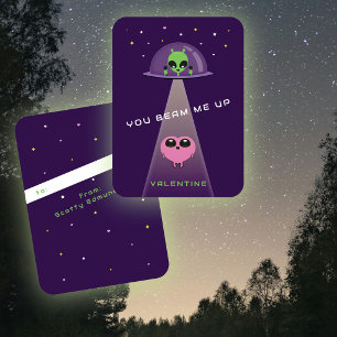 Mini-UFO-Alien-Herz-Entführung Kinder Valentinskar Mitteilungskarte