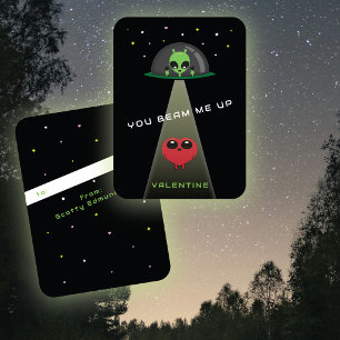 Mini-UFO-Alien-Herz-Entführung-Kinder-Valentinskar Mitteilungskarte