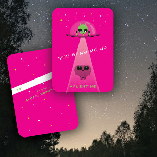 Mini-UFO-Alien-Herzentführung Kinder Valentinskart Mitteilungskarte