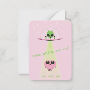 Mini-UFO-Alien-Herzentführung Kinder Valentinskart Mitteilungskarte