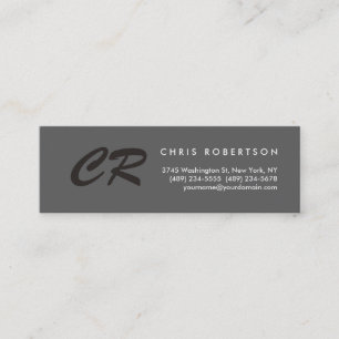 Mini Unique Monogramme gris mince Carte de visite