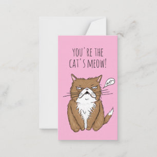 Mini Valentine's Day Card Cat's Meow Funny Zeichne Mitteilungskarte