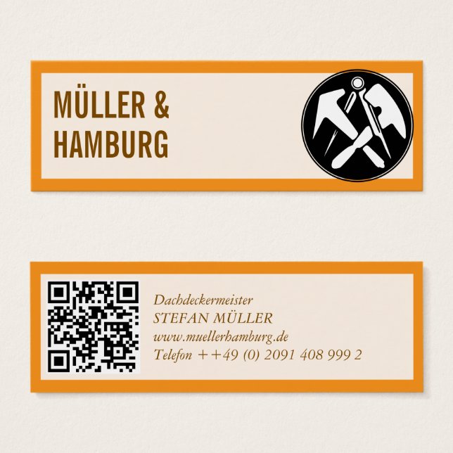 Mini Visitenkarten Dachdecker QR Code (Vorne & Hinten)