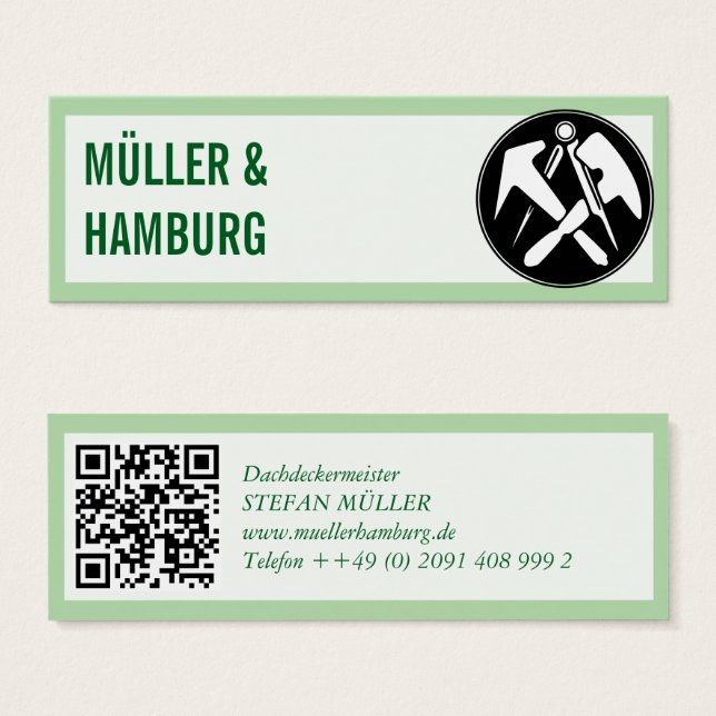 Mini Visitenkarten Dachdecker QR Code (Vorne & Hinten)