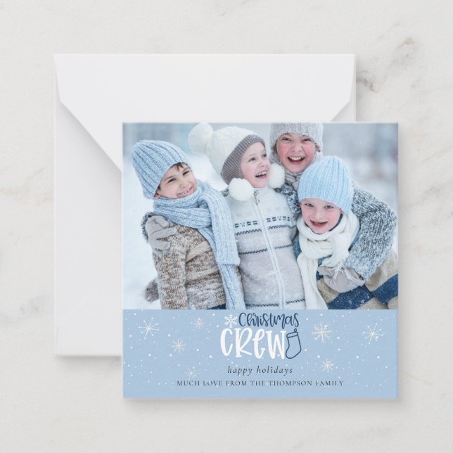 MINI Weihnachts-Crew Foto Blue Holiday Mitteilungskarte (Vorderseite)