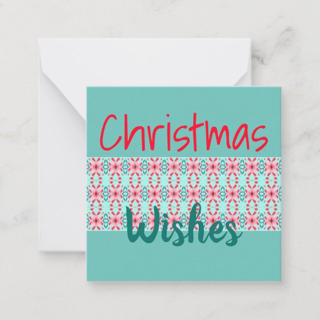 Mini-Weihnachtskarte in Aquamarin Rot und Rosa Mitteilungskarte (Vorderseite)