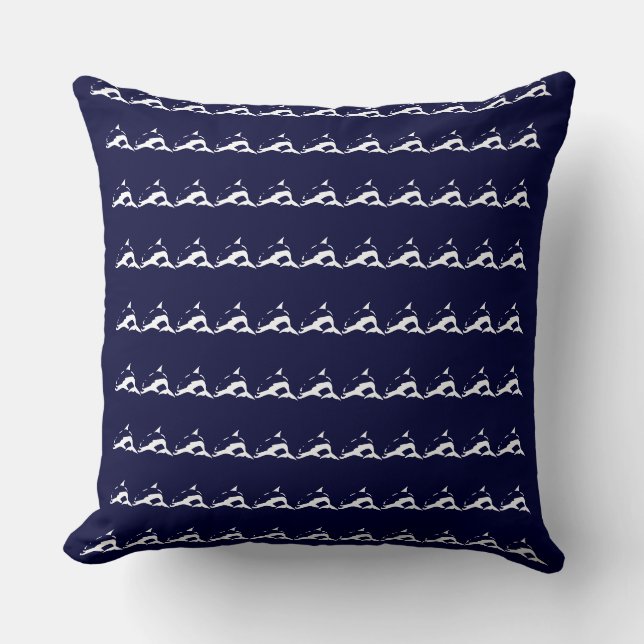 Mini-Weiß-DOLPHIN auf marineblau Kissen (Vorderseite)