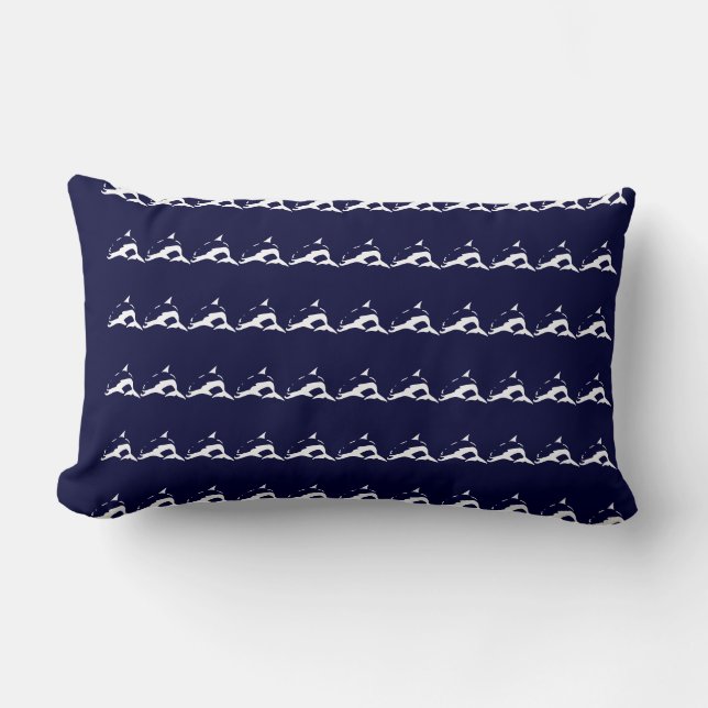Mini-Weiß-DOLPHIN auf marineblau Kissen (Vorderseite)