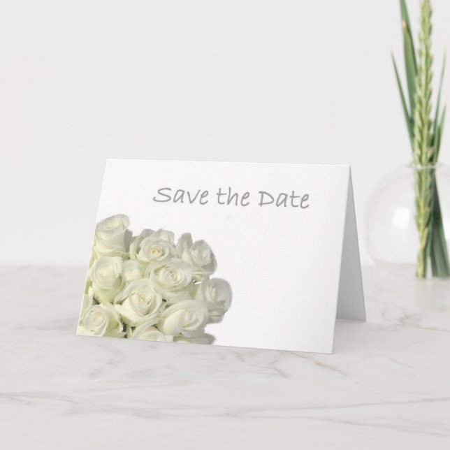 Mini White Roses "Save the Date" Karte (Vorderseite)