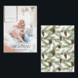 Mini Winter Pine Cone Berry Frohe Weihnachtsfest F Mitteilungskarte<br><div class="desc">Suchen Sie eine schöne und einzigartige Urlaubskarte, die Sie in diesem Jahr an Ihre Freunde und Familie schicken können? Schau nicht weiter als unsere Mini Winter Pine Cone Berry Frory Weihnachts Foto Note Card! Diese schlichte und elegante 3.5x2.5-Karte verfügt über Ihr liebstes, helles Foto, überlagert mit "Frohe Weihnachten" in einem...</div>