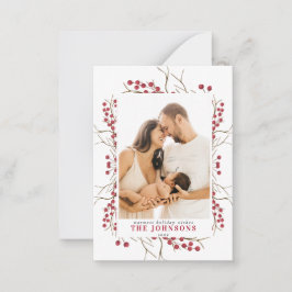Mini Winter Red Berry Watercolor Weihnachtsgebäck  Mitteilungskarte