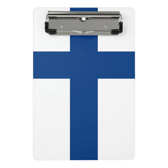 Mini-Zwischenablage mit finnischer Flagge Mini Klemmbrett (Vorderseite)