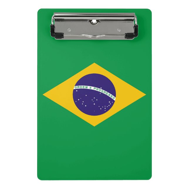 Mini-Zwischenablage mit Flagge Brasiliens Mini Klemmbrett (Vorderseite)