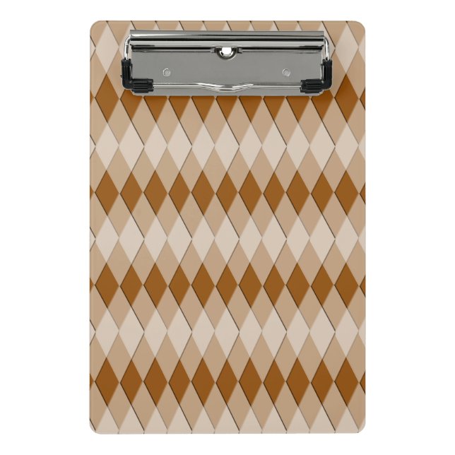 Mini-Zwischenablage - Raute (braun) Mini Klemmbrett (Vorderseite)