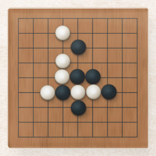 Miniatur 9x9 Go-Board mit Steinen (2) Glasuntersetzer