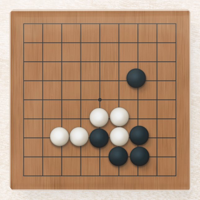 Miniatur 9x9 Gob Board mit Steinen (1) Glasuntersetzer (Vorderseite)