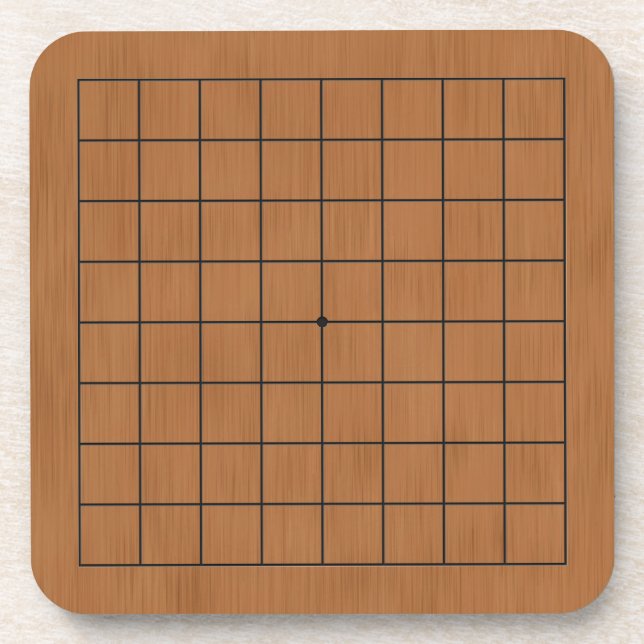 Miniatur 9x9 Goban Brown Wood Texture Getränkeuntersetzer (Vorderseite)