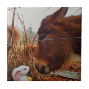 Miniatur Brown Pferd & Ostersonne Fliese
