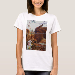 Miniatur Brown Pferd & Ostersonne T-Shirt