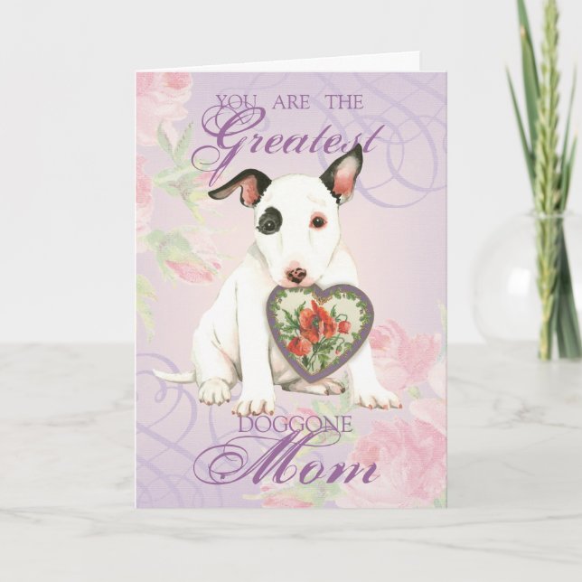 Miniatur Bull Terrier Herz Mama Karte (Vorderseite)