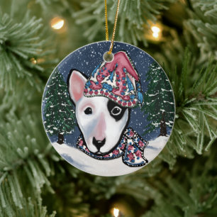 Miniatur Bull Terrier Keramik Ornament