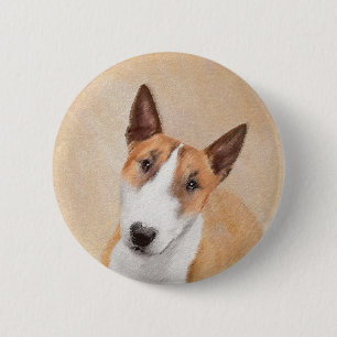 Miniatur Bull Terrier Malerei - Niedlich Original  Button