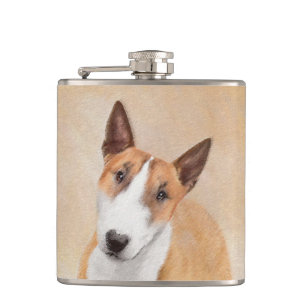 Miniatur Bull Terrier Malerei - Niedlich Original Flachmann