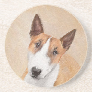 Miniatur Bull Terrier Malerei - Niedlich Original  Getränkeuntersetzer
