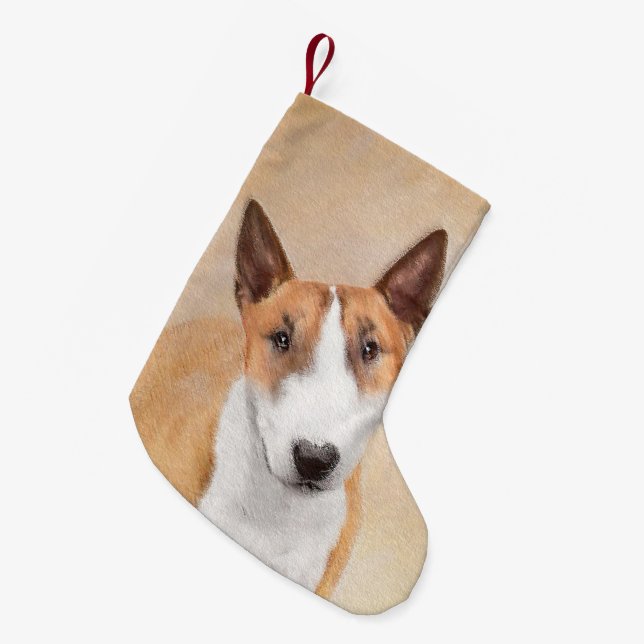 Miniatur Bull Terrier Malerei - Niedlich Original  Kleiner Weihnachtsstrumpf (Vorderansicht (hängend))