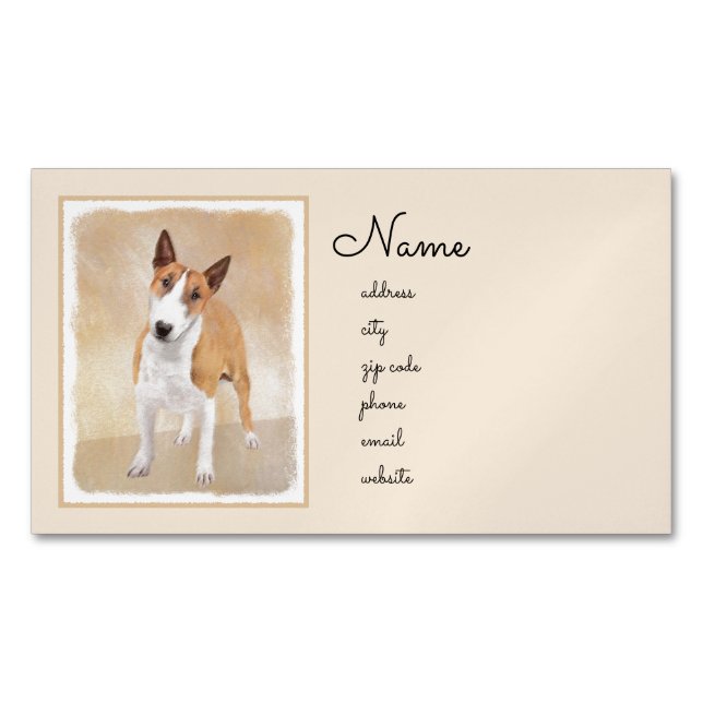 Miniatur Bull Terrier Malerei - Niedlich Original  Magnetische Visitenkarte (Vorderseite)