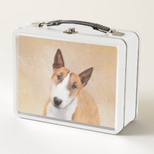 Miniatur Bull Terrier Malerei - Niedlich Original  Metall Brotdose