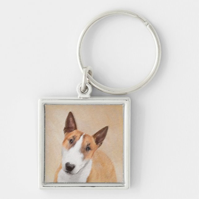 Miniatur Bull Terrier Malerei - Niedlich Original  Schlüsselanhänger (Vorne)