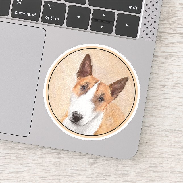 Miniatur Bull Terrier Painting - Original Hunde Ku Aufkleber (Detail)