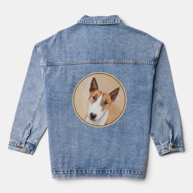 Miniatur Bull Terrier Painting - Original Hunde Ku Jeansjacke (Rückseite)