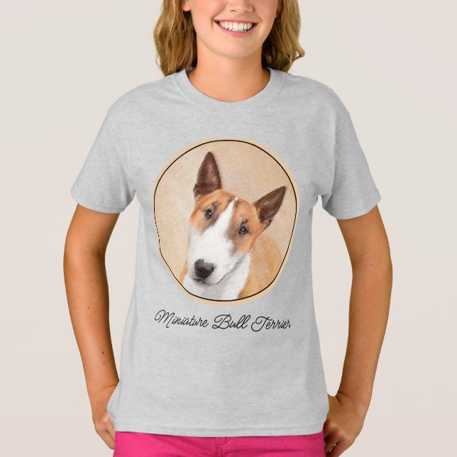 Miniatur Bull Terrier Painting - Original Hunde Ku T-Shirt (Vorderseite)